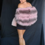 Pink-dyed fox fur shawl