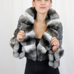 Natural gray Russian broadtail & chinchilla fur bolero jacket