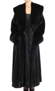 Blackglama mink fur coat with huge shawl collar and cuffs
